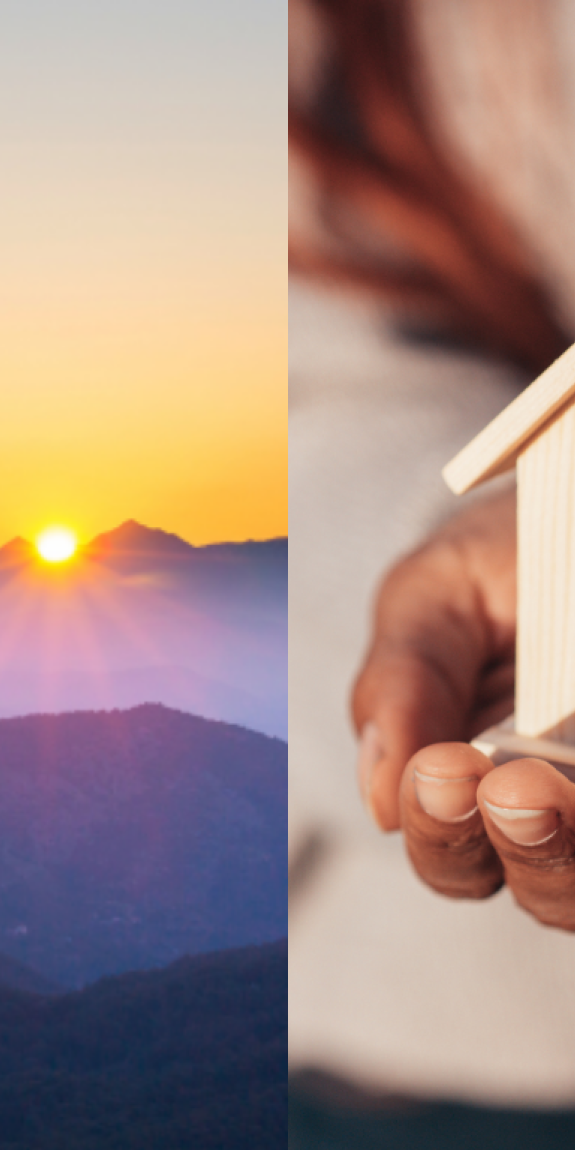 Two merged pictures of our Building Community Fund header image and our Building Community Solutions Fund- Housing Justice header image.