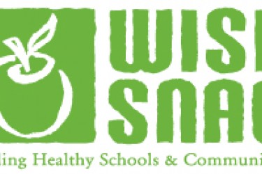 Graphic logo of an apple with the words, "Wise snack. Building healthy schools and communities."